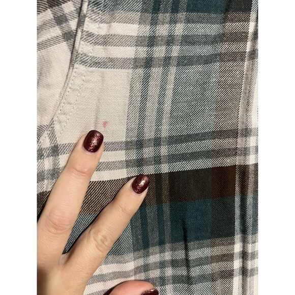 Patagonia Lightweight Fjord Flannel Shirt Men Medium Green Gray Plaid Button Up - Picture 5 of 6